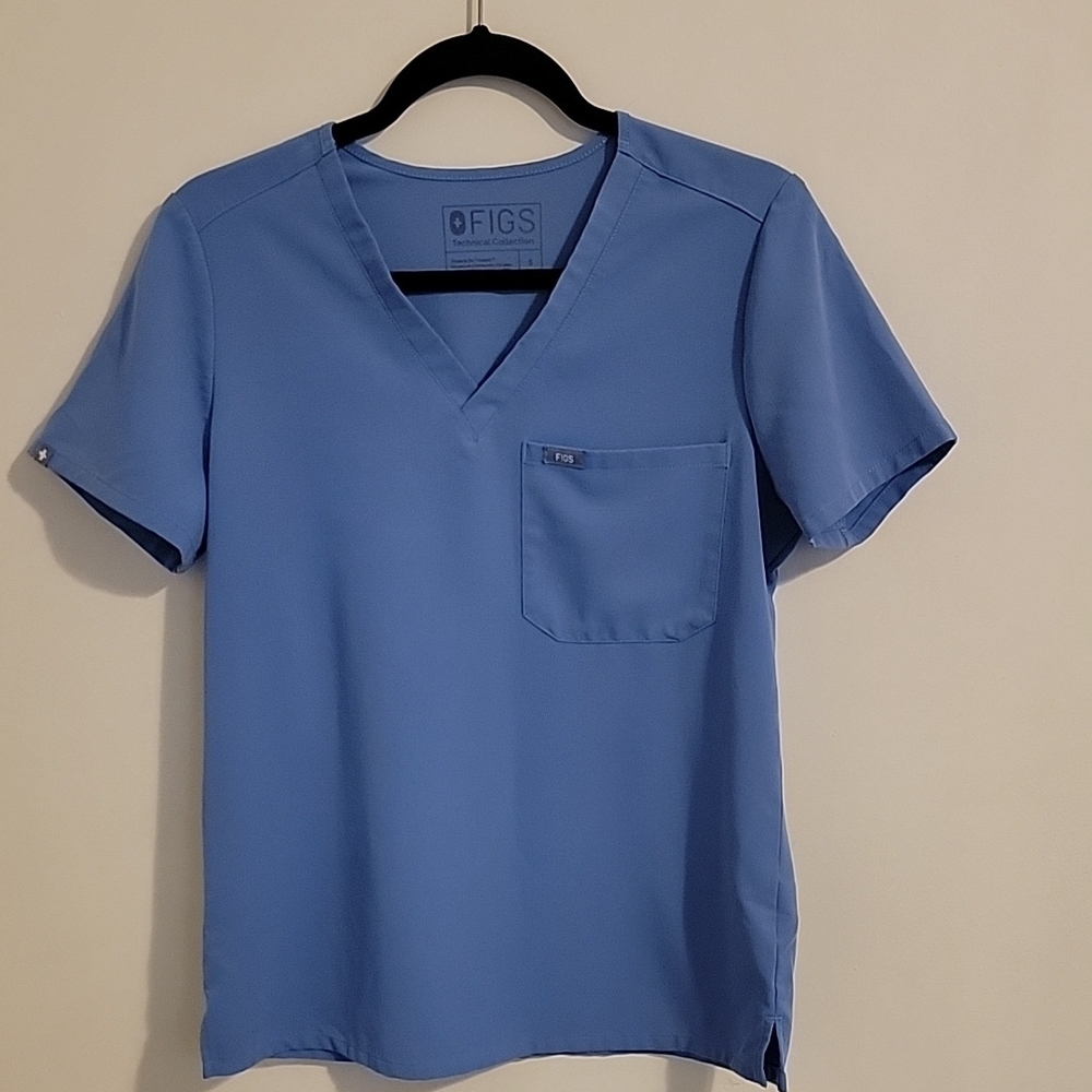 Figs Blue V-Neck Scrub Top